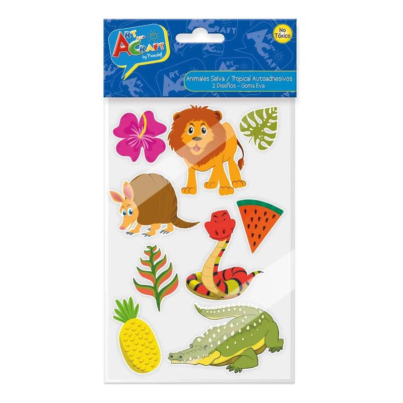 Stickers Figura De Animales De La Selva Goma Eva Con Adhesivo - Louicid
