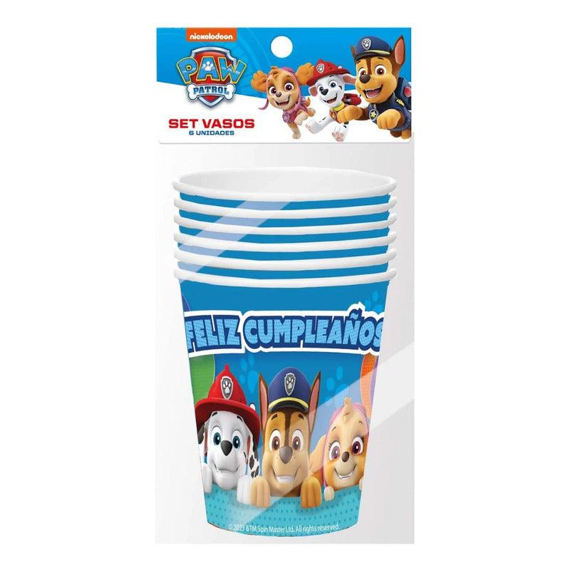 Set de vasos Paw Patrol en su empaque original, perfecto para celebraciones y eventos - Louicid