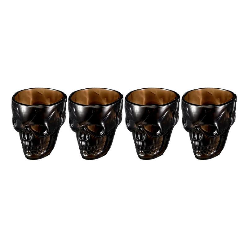 Set de vasos calavera en color negro, perfectos para una noche tenebrosa - Louicid