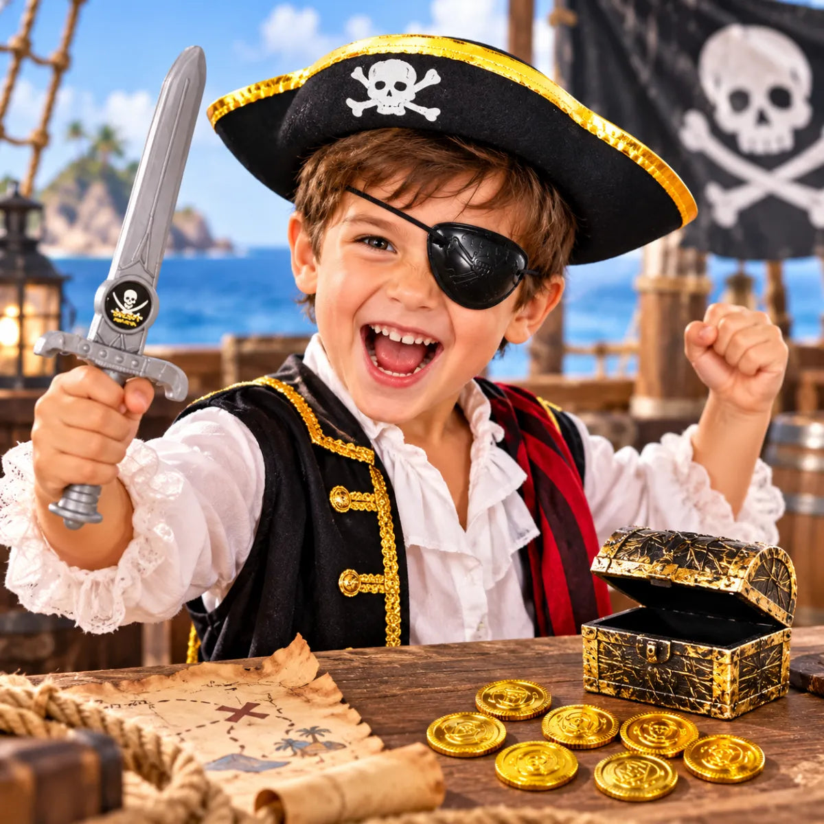 Set Pirata Infantil con Sombrero y Accesorios