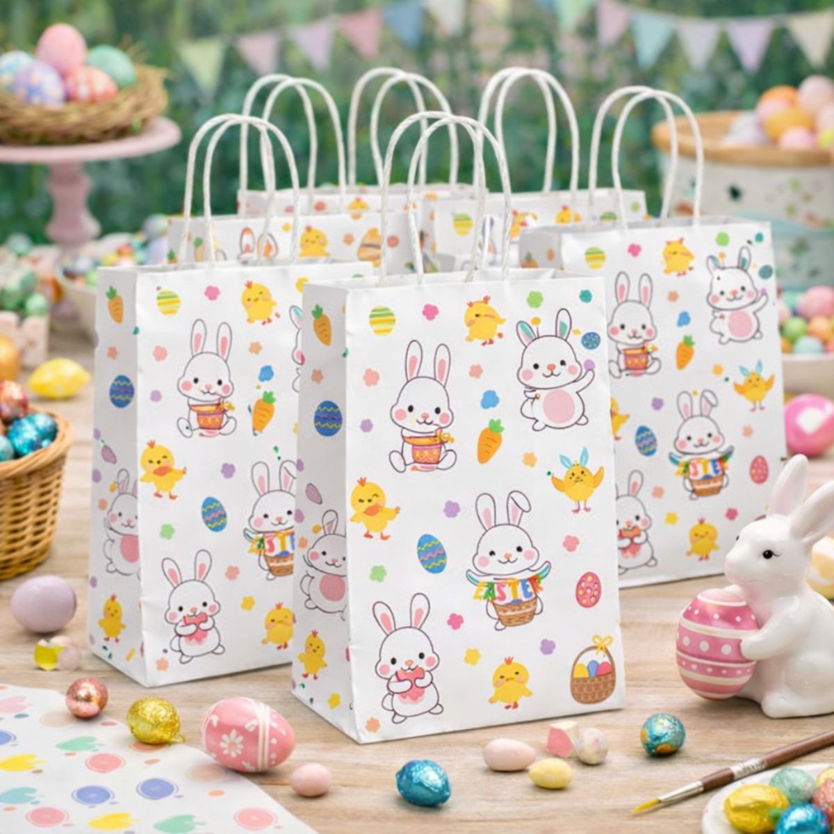 Bolsa Regalo Papel 21cm Huevitos Pascua 6pzas