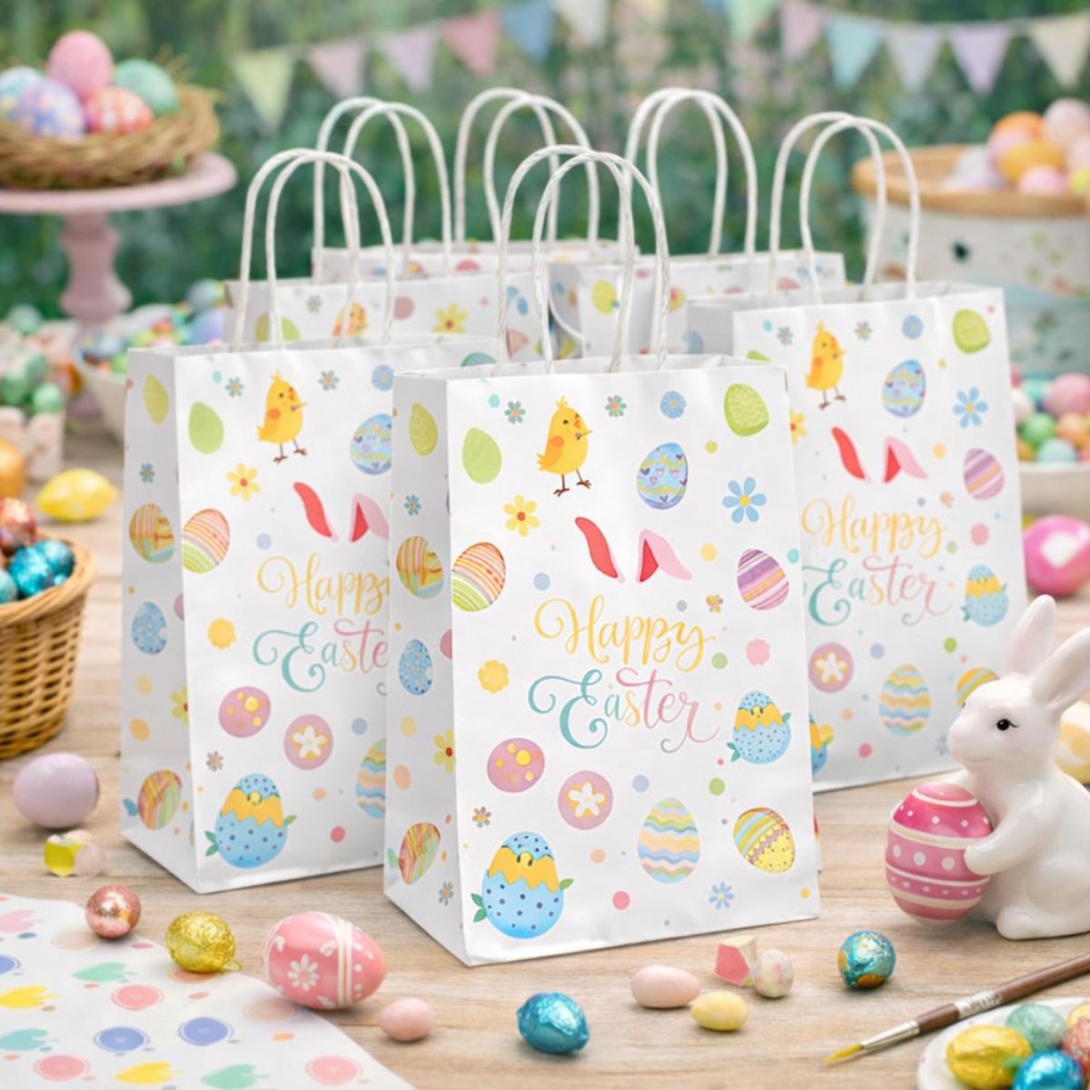 Bolsa Regalo Papel 21cm Huevitos Pascua 6pzas