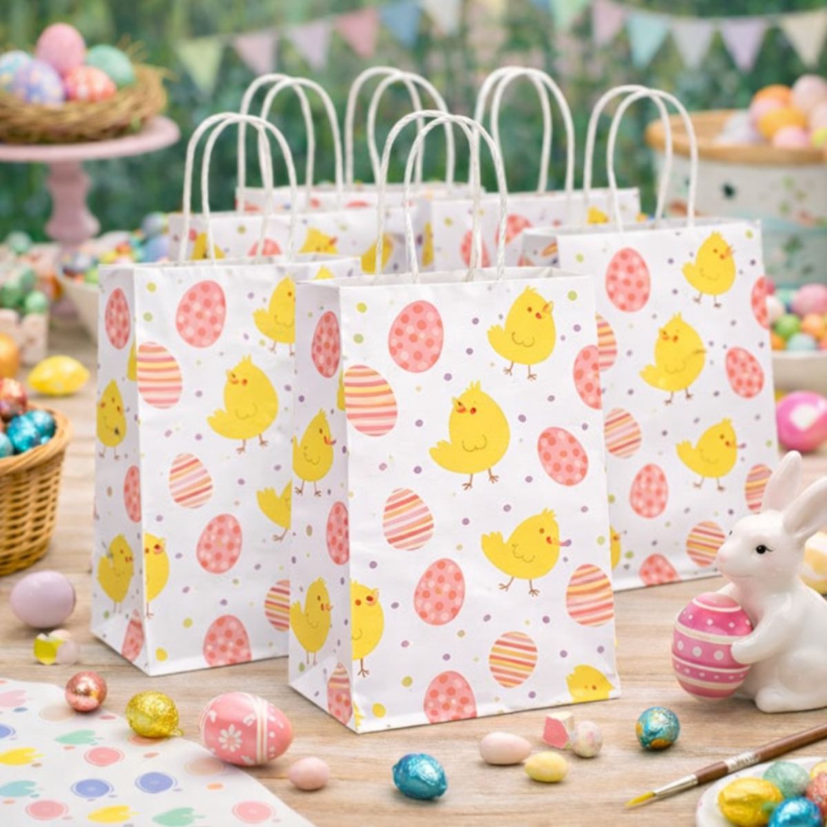 Bolsa Regalo Papel 21cm Huevitos Pascua 6pzas
