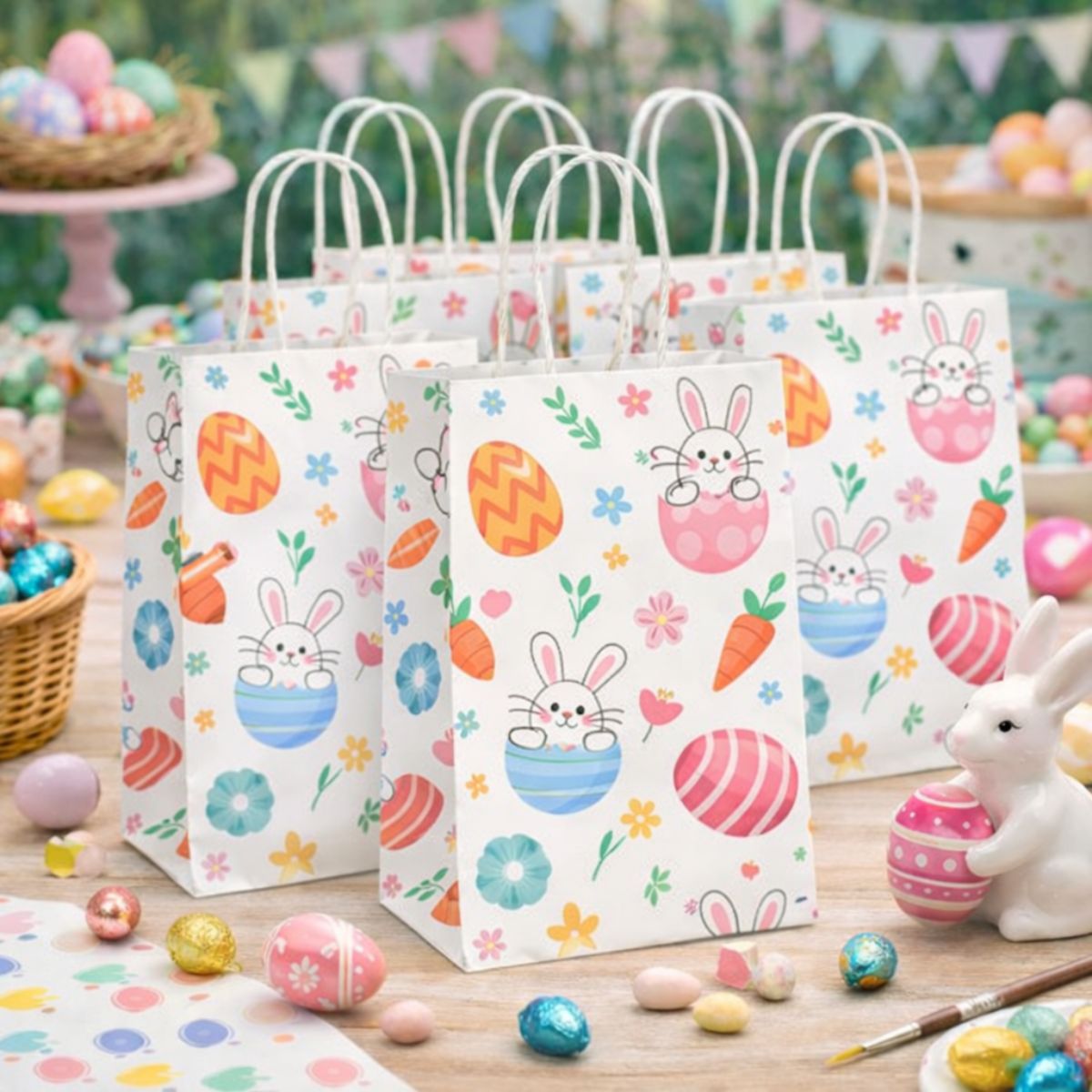 Bolsa Regalo Papel 21cm Huevitos Pascua 6pzas