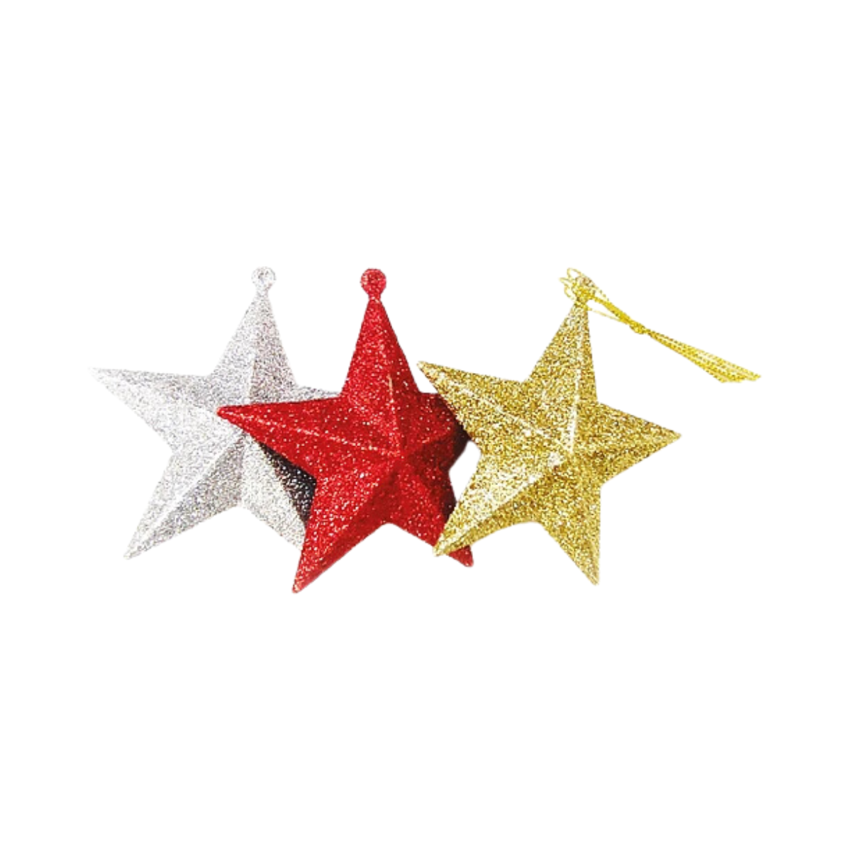 Set 3 Estrellas Tricolor Adorno Navidad fondo blanco - Louicid