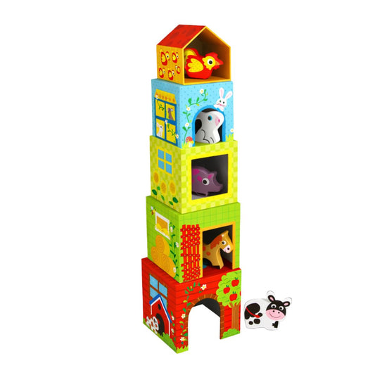 Cajas Apilables con Animales de Madera