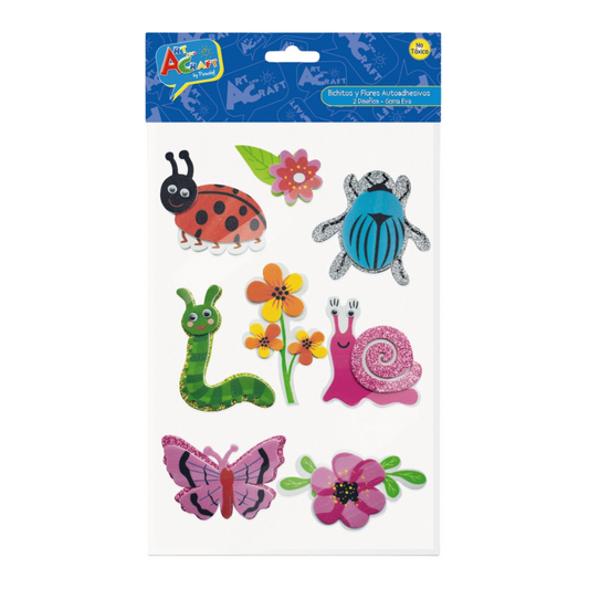 Stickers Figura Bichitos y Flores Goma Eva Autoadhesivos - Louicid