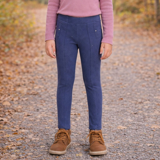 Calza Azul Niña Con Botón Corazón Pillin