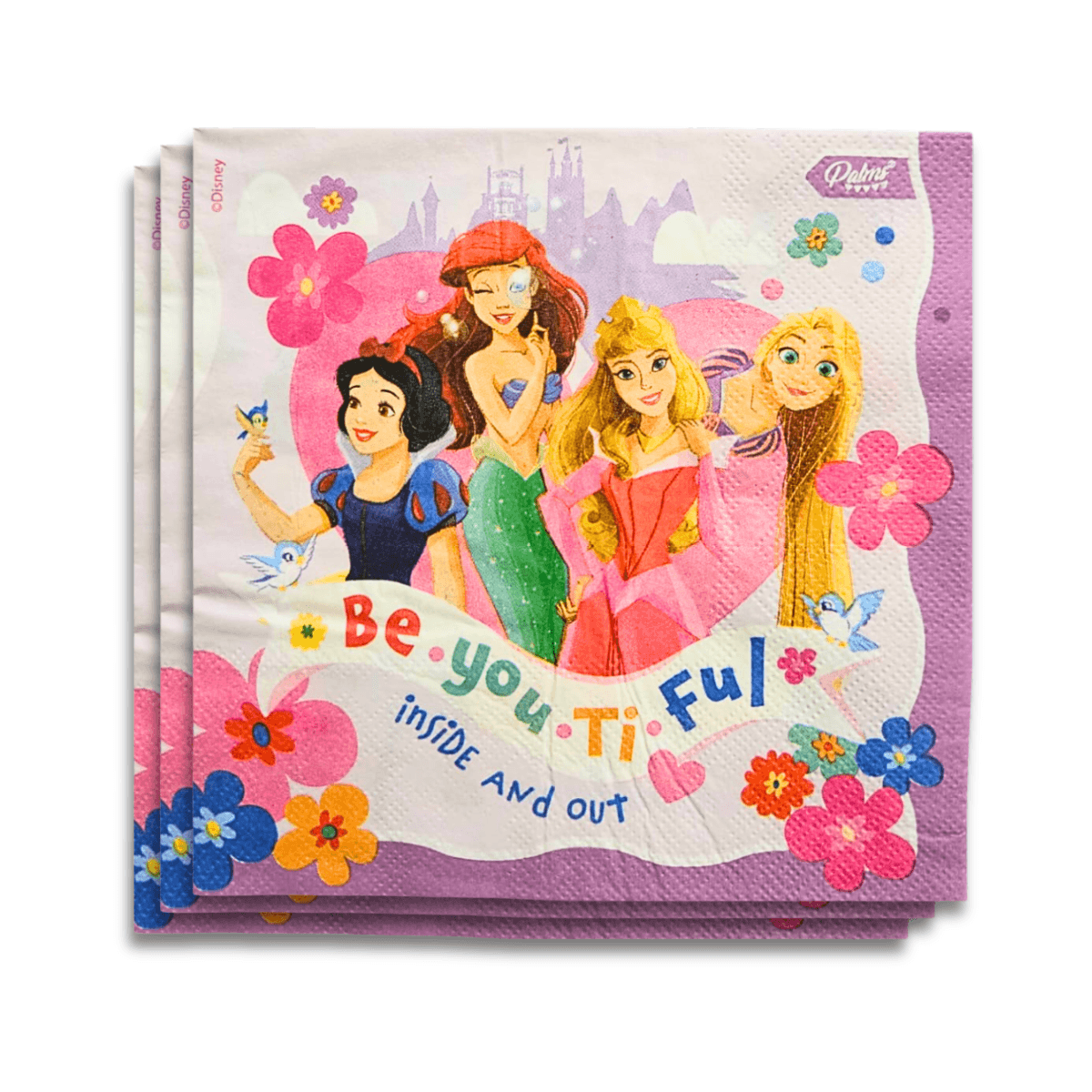 Set 12 Servilletas Princesas Disney 33x33cm Para Cumpleaños - Louicid