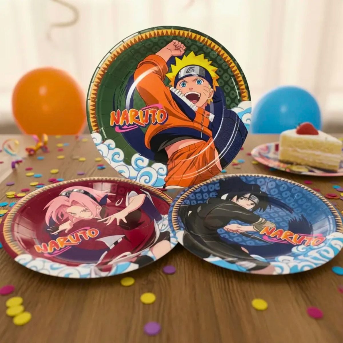Set 6 Platos De Cumpleaños Naruto 18cm
