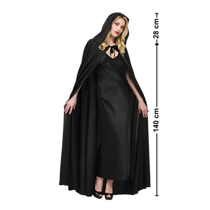 Capa Negra Con Capucha 140cm