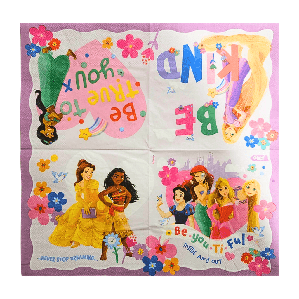 Set 12 Servilletas Princesas Disney 33x33cm Para Cumpleaños - Louicid