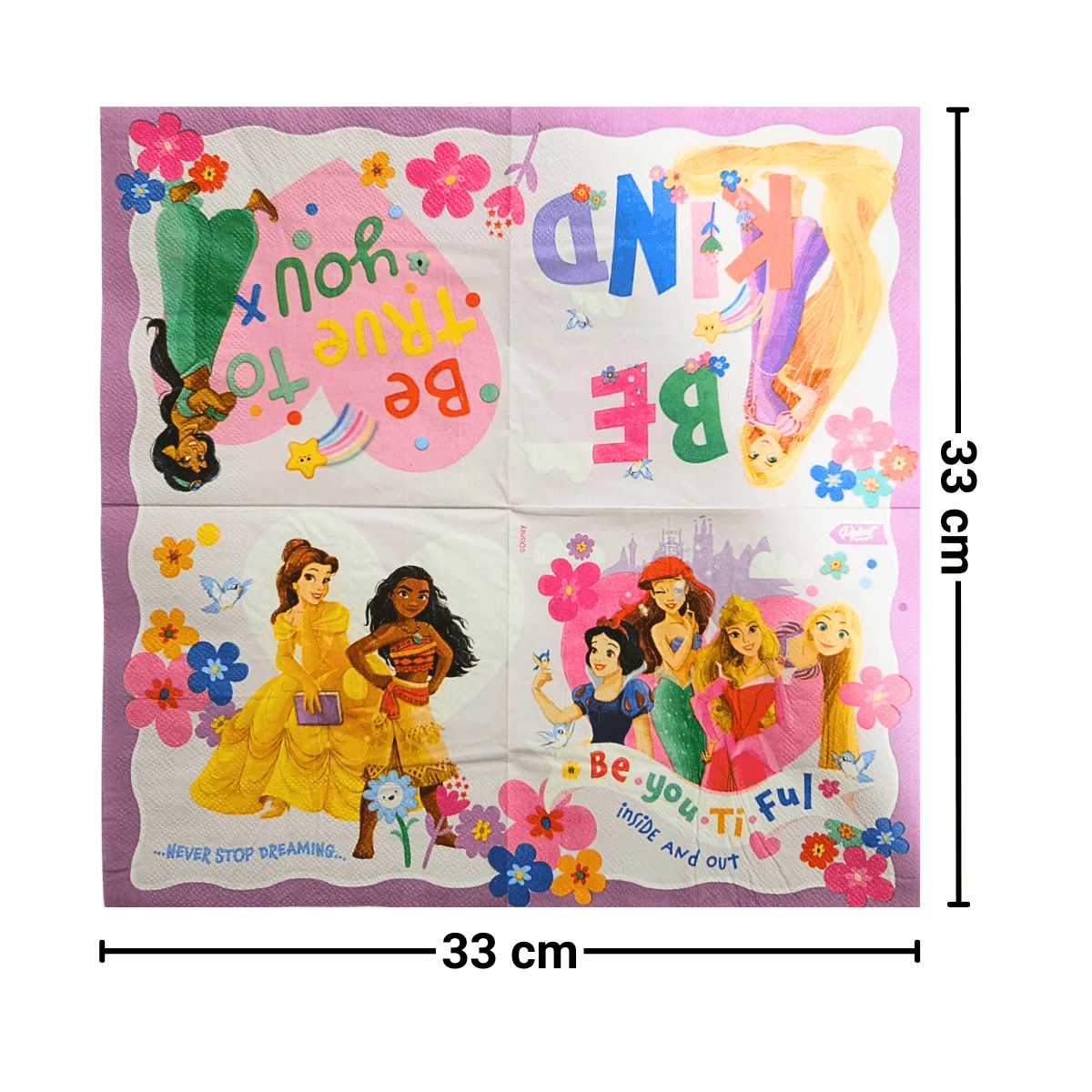 Set 12 Servilletas Princesas Disney 33x33cm Para Cumpleaños - Louicid