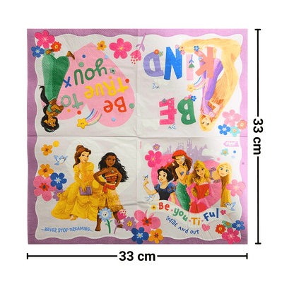 Set 12 Servilletas Princesas Disney 33x33cm Para Cumpleaños - Louicid