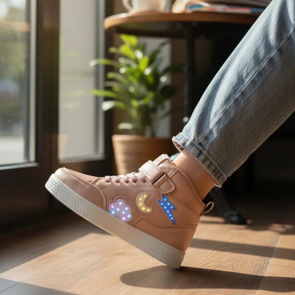 Zapatilla Niña Luna con Luces Rosada