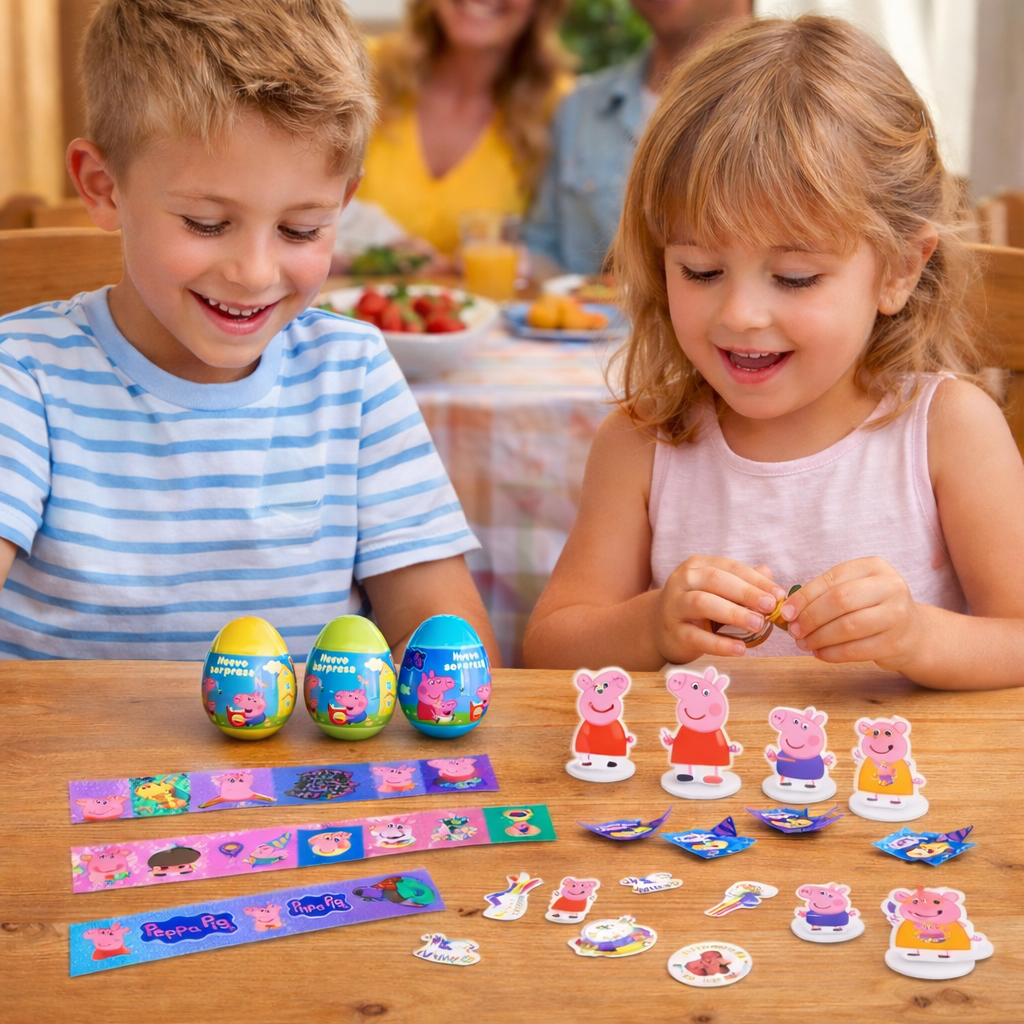 Huevo Sorpresa Peppa Pig Figura Sticker Cinta Niños Jugando - Louicid