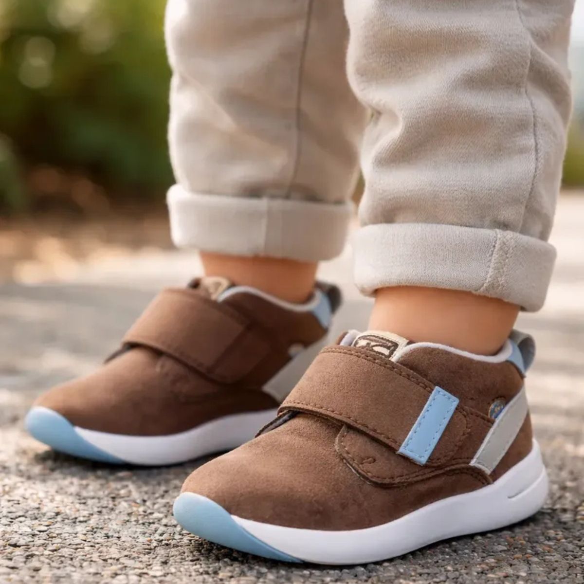 Botín Bebé Niño Velcro Café