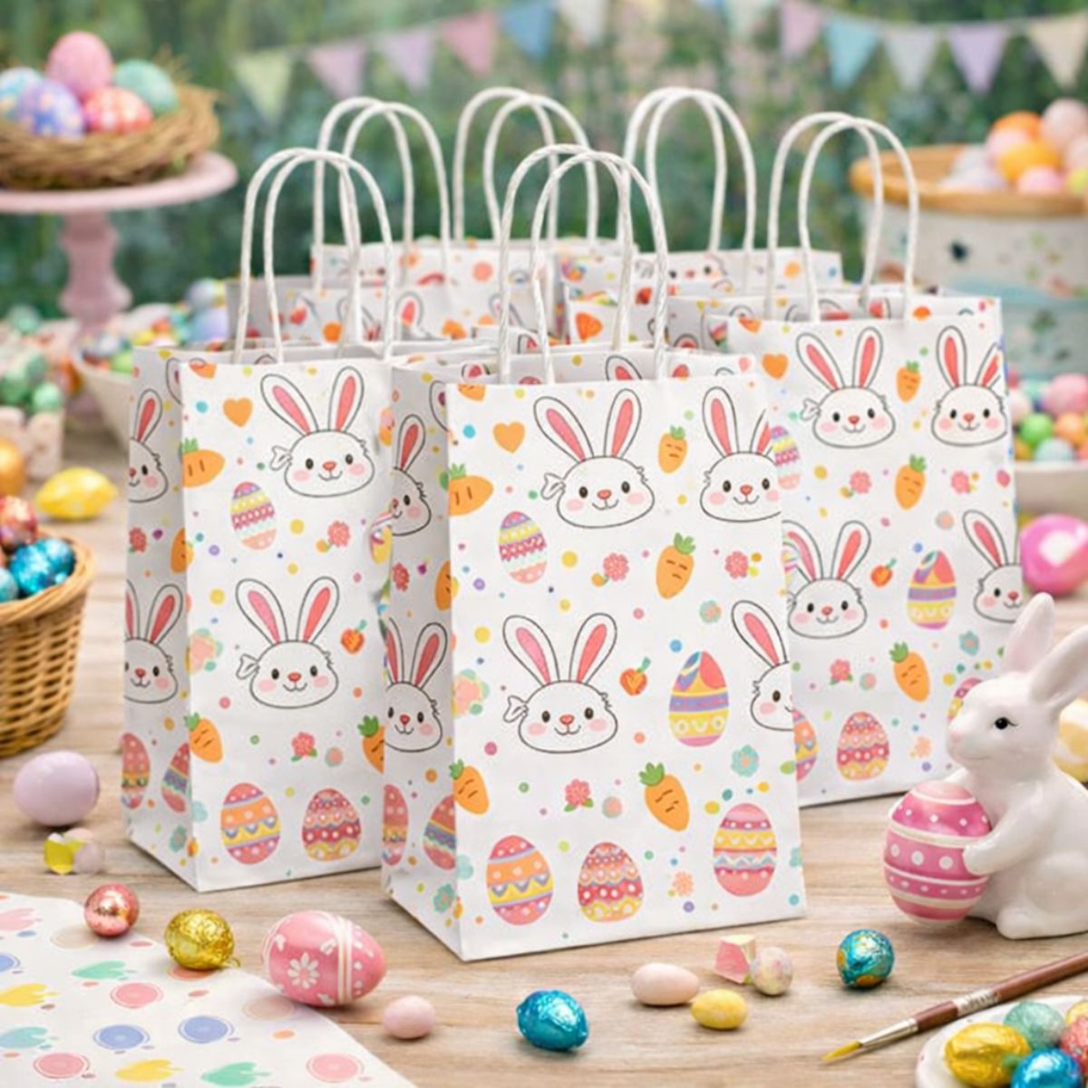 Bolsa Regalo Papel 21cm Huevitos Pascua 6pzas