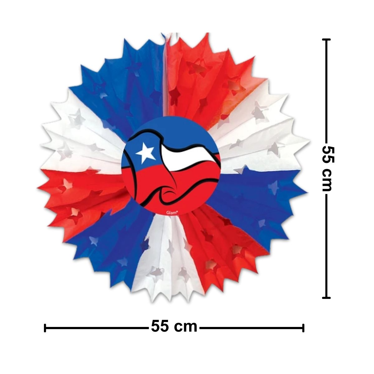 Abanico Tricolor Estrella Caladas 55cm Fiestas Patrias Medidas - Louicid