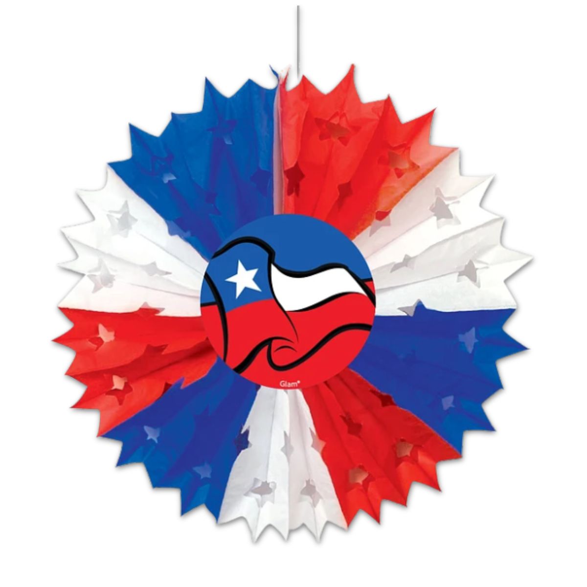 Abanico Tricolor Estrella Caladas 55cm Fiestas Patrias - Louicid