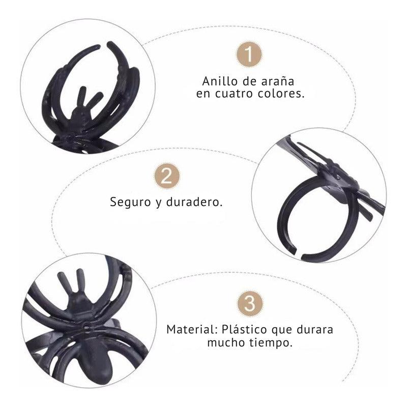 Set 24 Anillos Araña 3.5cm Accesorio Infantil Para Halloween - Louicid