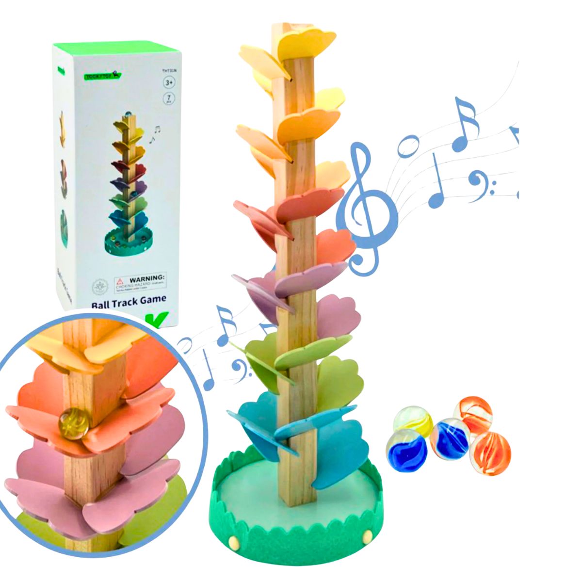 Árbol Musical Montessori de Madera con canicas - Louicid