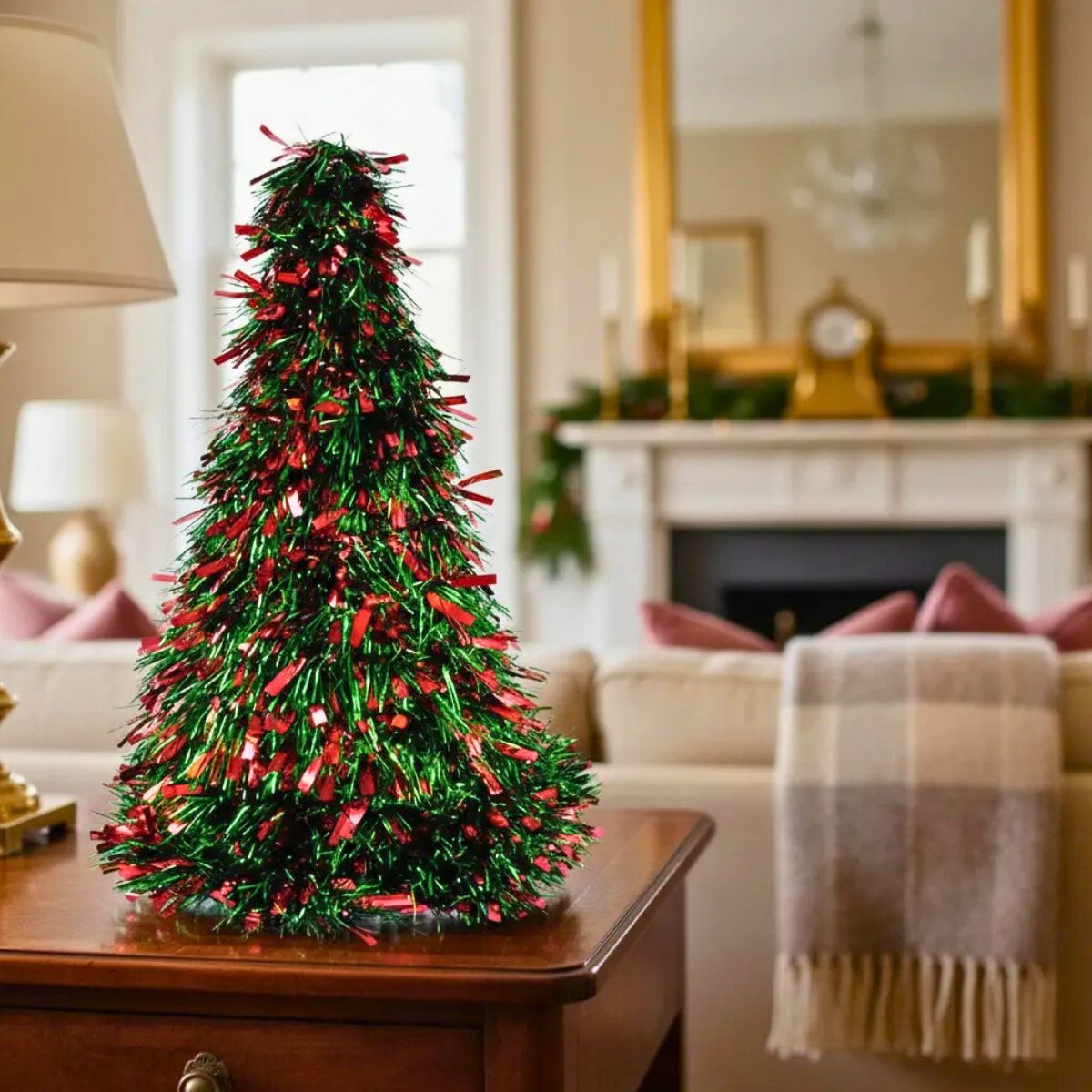 Árbol Navidad Verde Metalizado 52cm Escritorio - Louicid