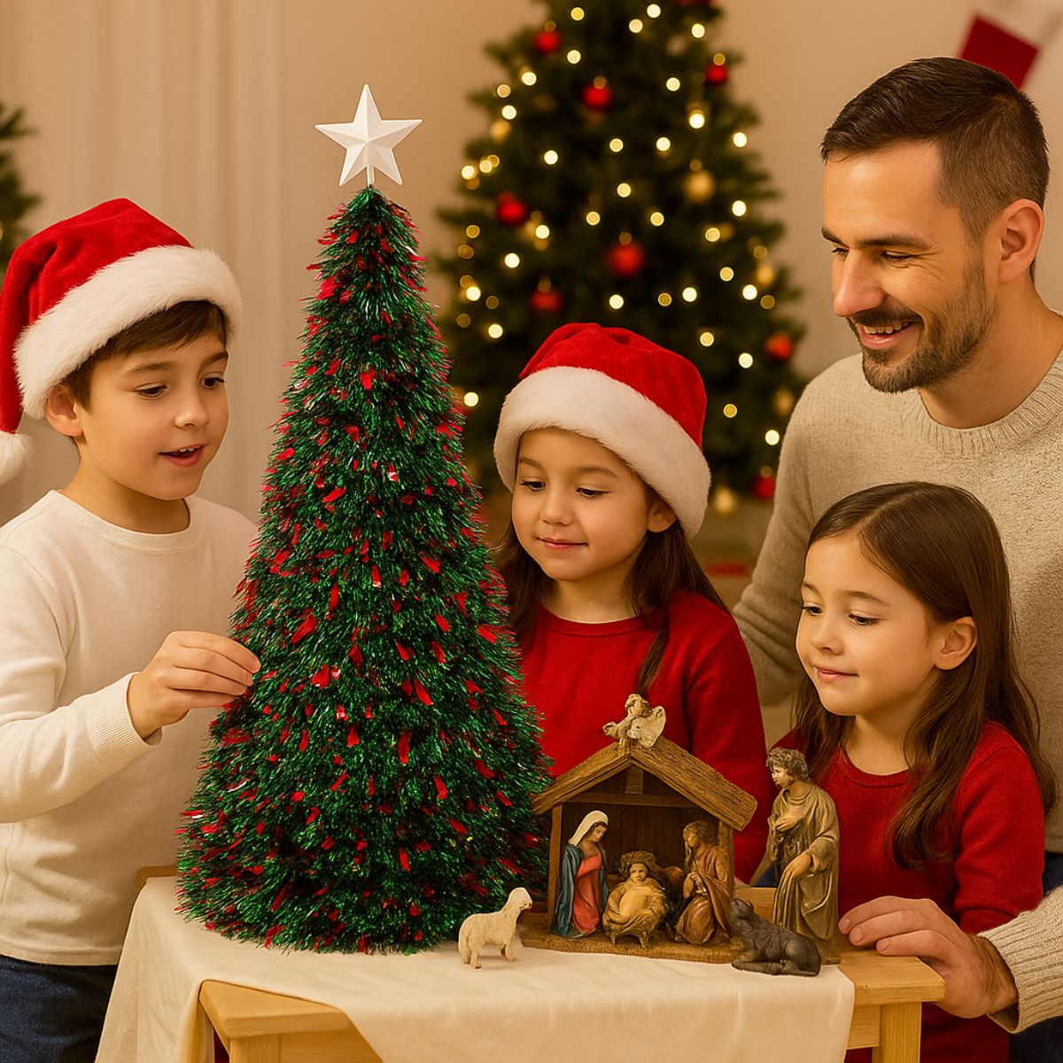 Árbol Navidad Verde Metalizado 52cm Pesebre - Louicid