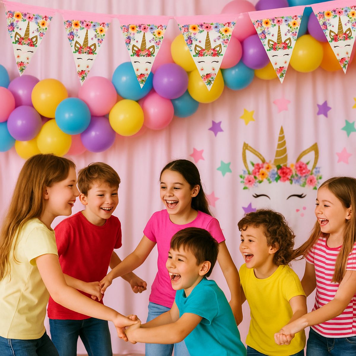 Banderines Unicornio Flor 10 Piezas - Louicid