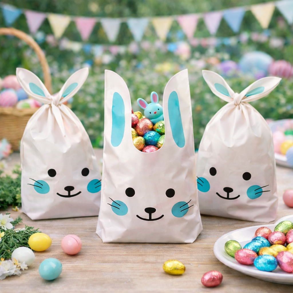 Bolsa Conejito Pascua Resurreción 22cm Celeste 12pzas - Louicid