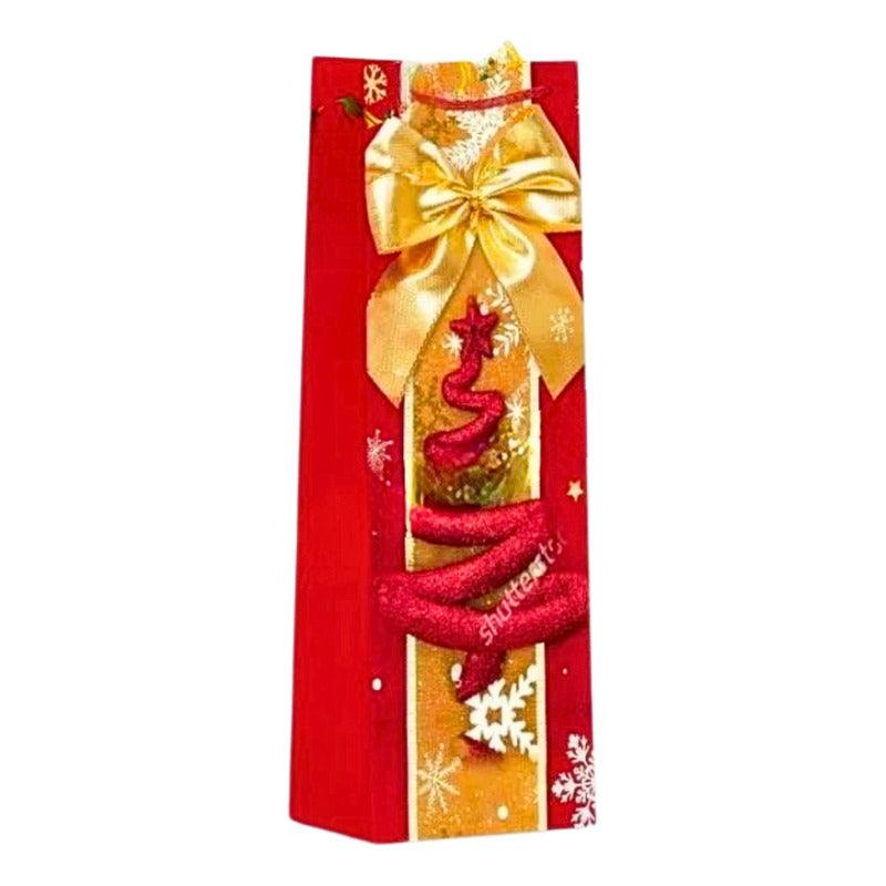 Bolsa De Regalo Para Botella Diseño Navidad Rojo Brillos - Louicid