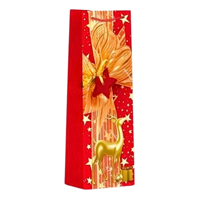 Bolsa De Regalo Para Botella Diseño Navidad Rojo Brillos - Louicid