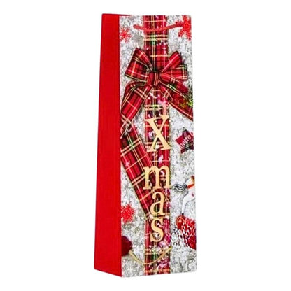 Bolsa De Regalo Para Botella Diseño Navidad Rojo Brillos - Louicid