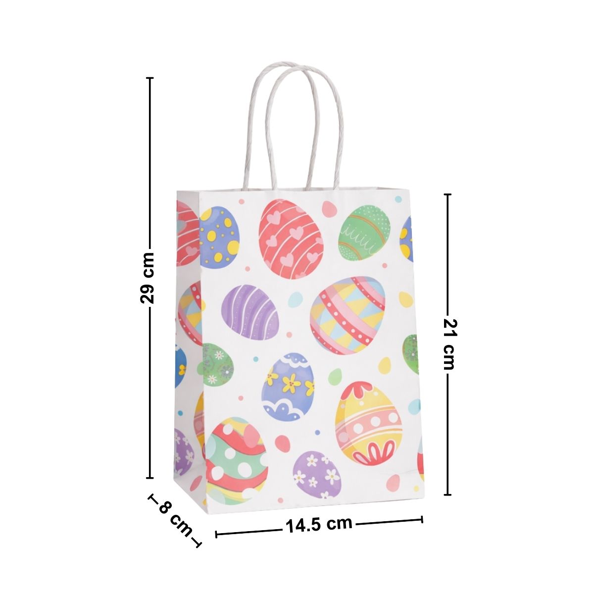 Bolsa Regalo Papel 21cm Huevitos Pascua 6pzas Medidas - Louicid