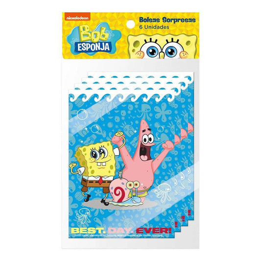 Set 6 Bolsas Sorpresa Para Dulces De Bob Esponja - Louicid