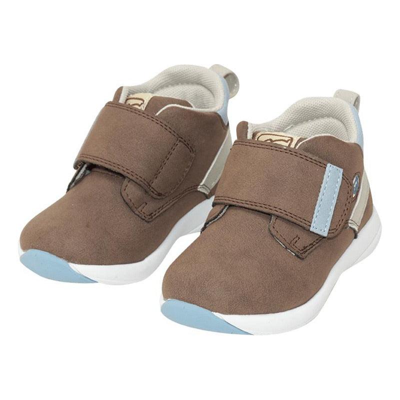 Botín De Bebé Niño Con Velcro Café - Louicid