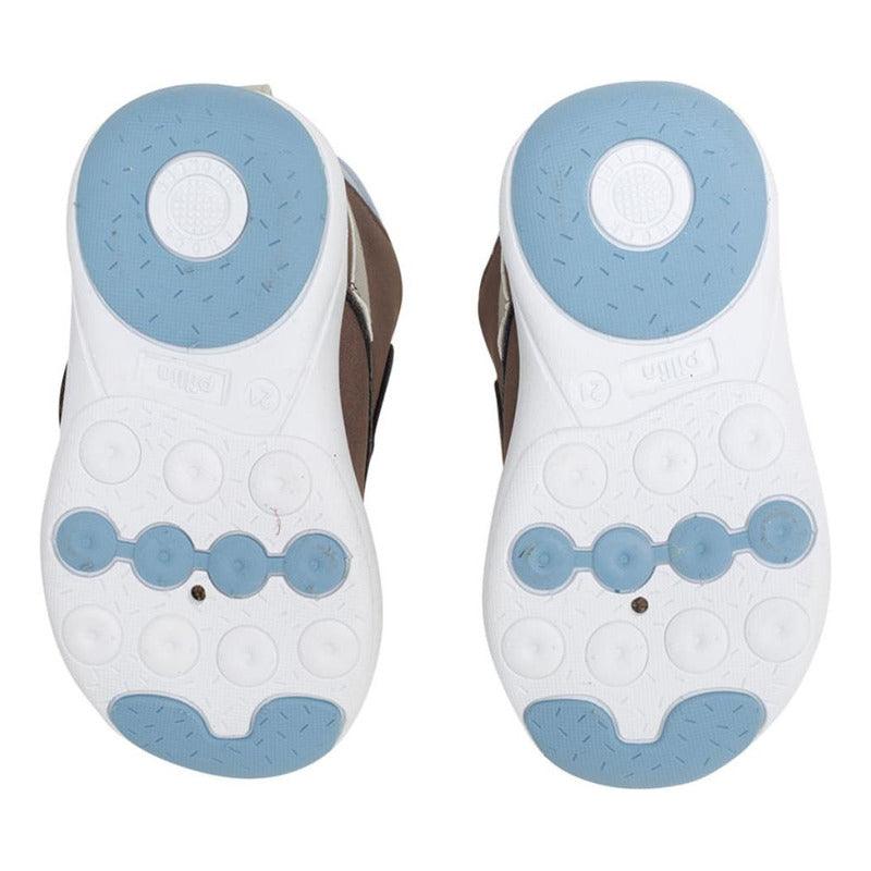 Botín De Bebé Niño Con Velcro Café - Louicid