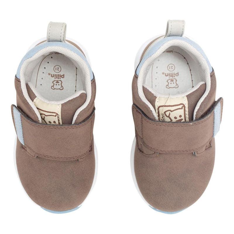 Botín De Bebé Niño Con Velcro Café - Louicid