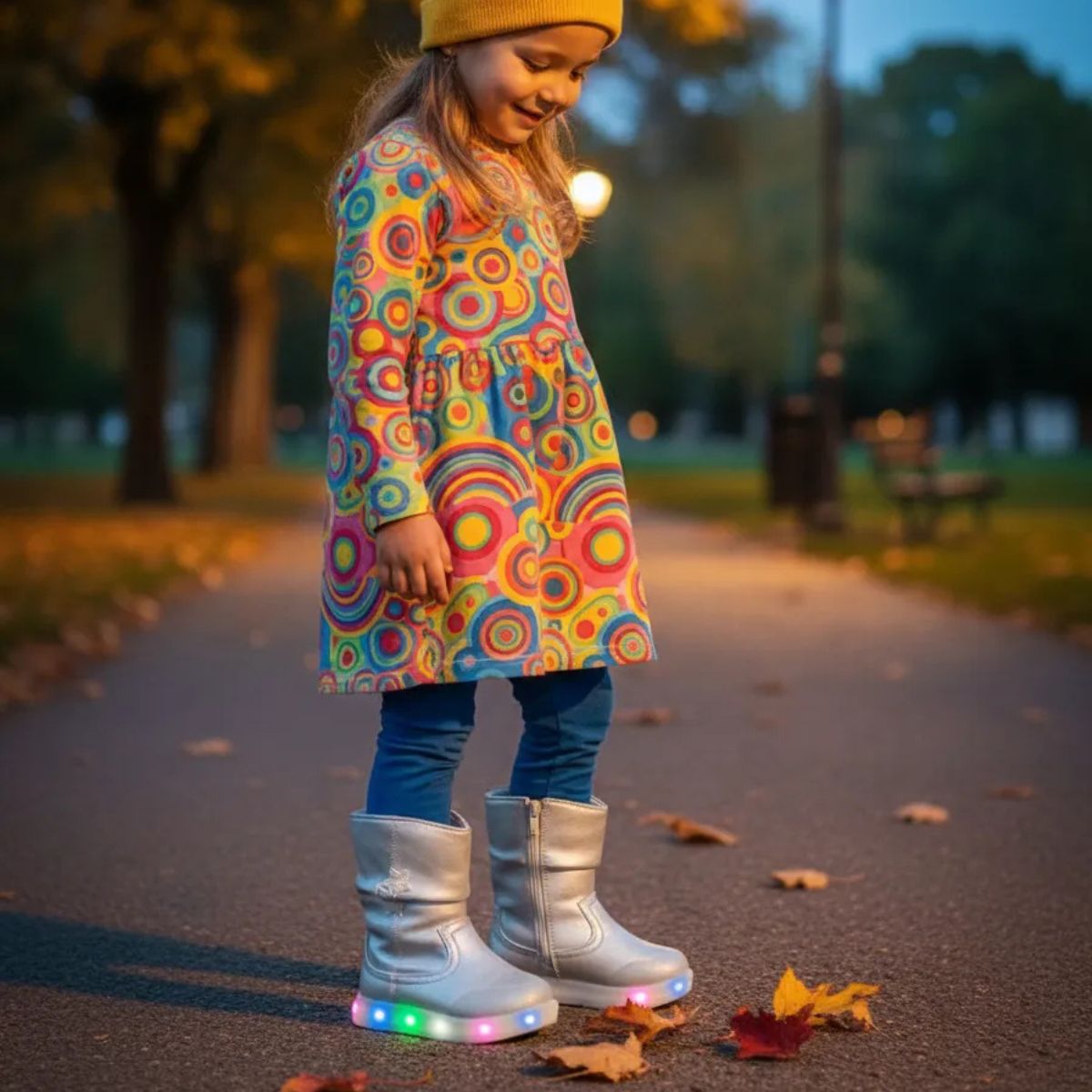 Bota Niña Gris Con Luces Parque - Louicid