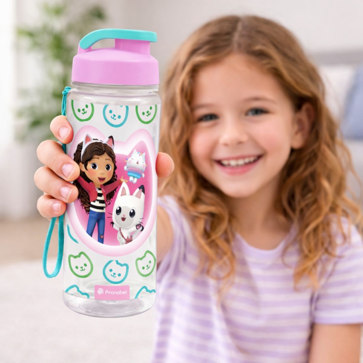 Botella Con Correa La Casa De Gabby 500 ml Transparente Niña - Louicid