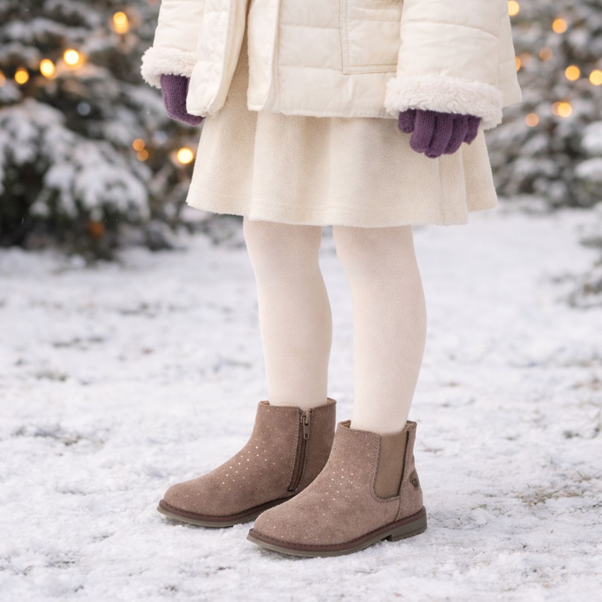 Botín Bebé Niña Print Metálico Nieve - Louicid
