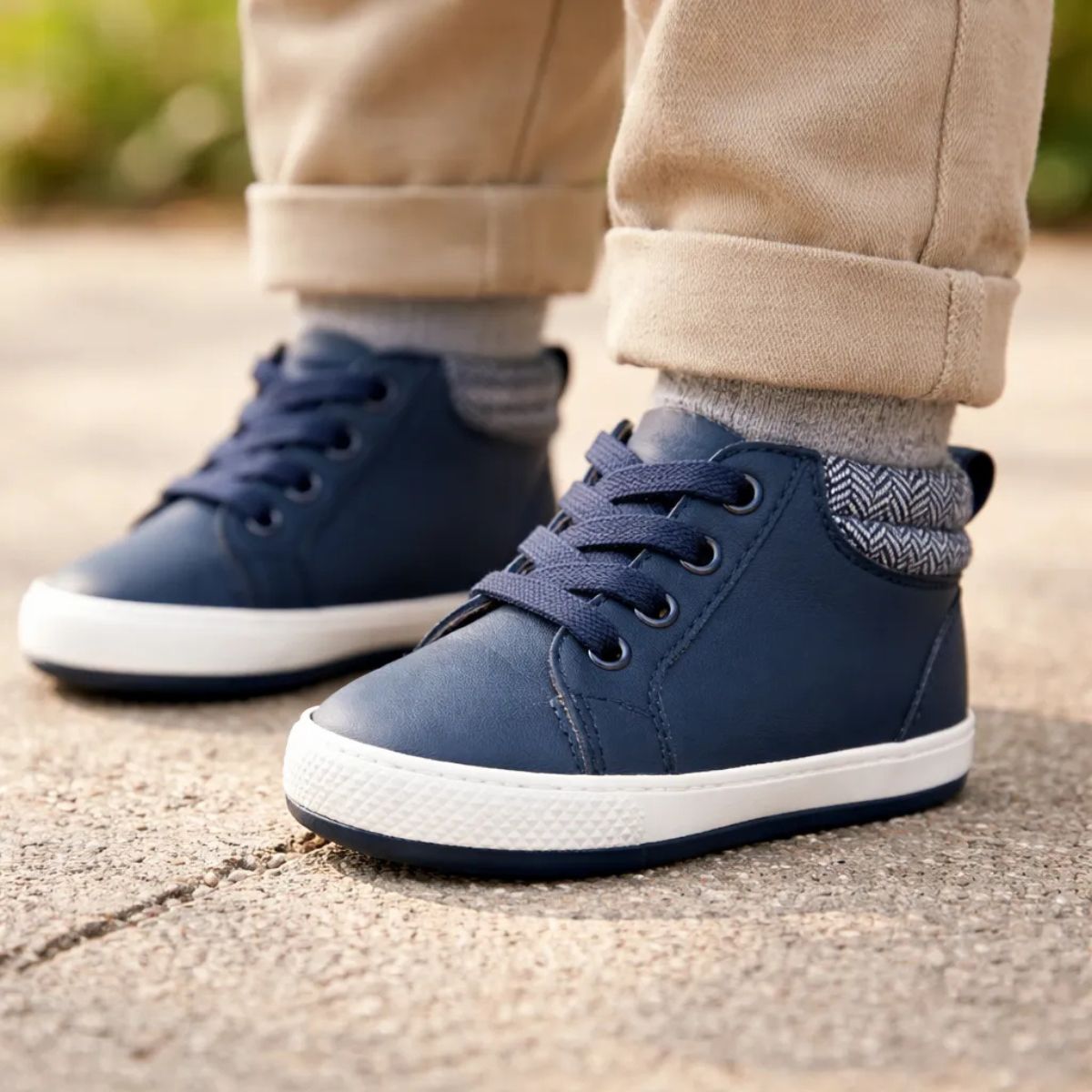 Botín Bebé Niño Azul Cordones - Louicid