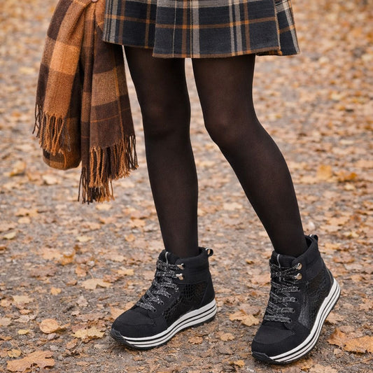 Botín Jogging Niña Negro Con Animal Print Otoño - Louicid
