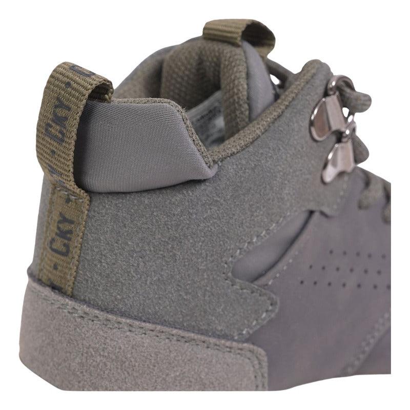 Botín De Niño Gris Con Cordones Caña Alta - Louicid