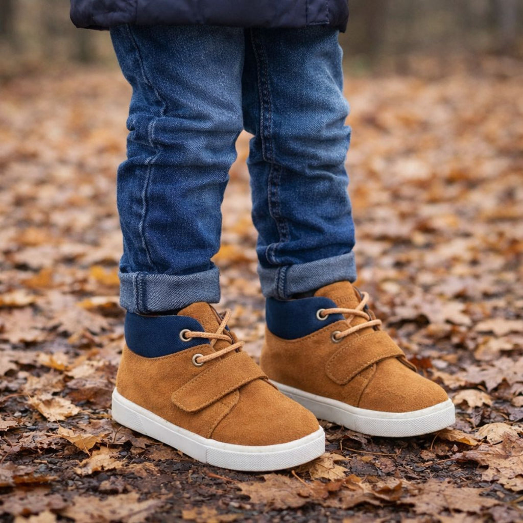 Botín Urbano Niño Velcro Cordones Café Otoño - Louicid