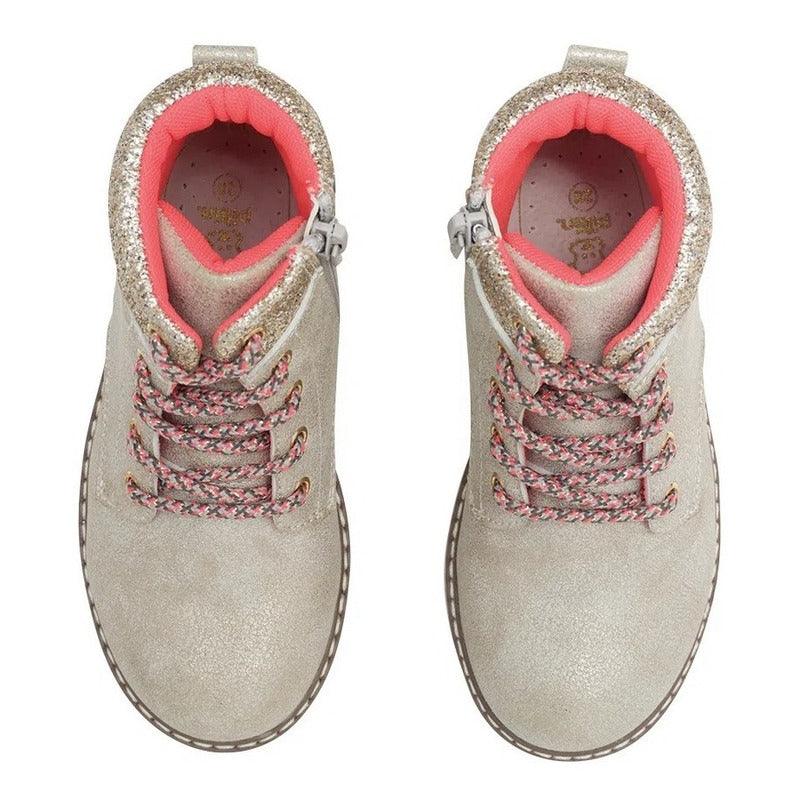Bototo De Niña Cordones Brillos Beige - Louicid