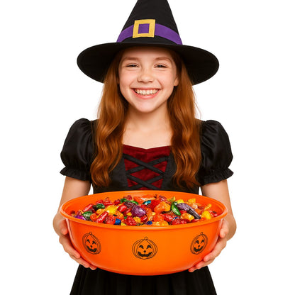 Bowl Plástico Naranja Calabaza Halloween Niña - Louicid