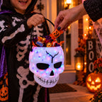 Balde Cabeza Calavera Con Luz Y Sonido 18cm Halloween Niño - Louicid