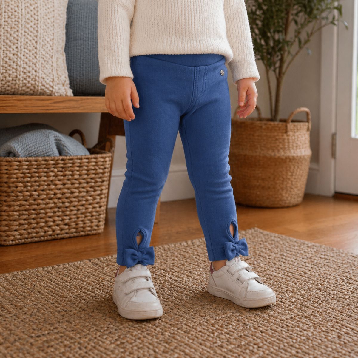 Calza Bebé Niña Franela Lazo Azul Zoom - Louicid