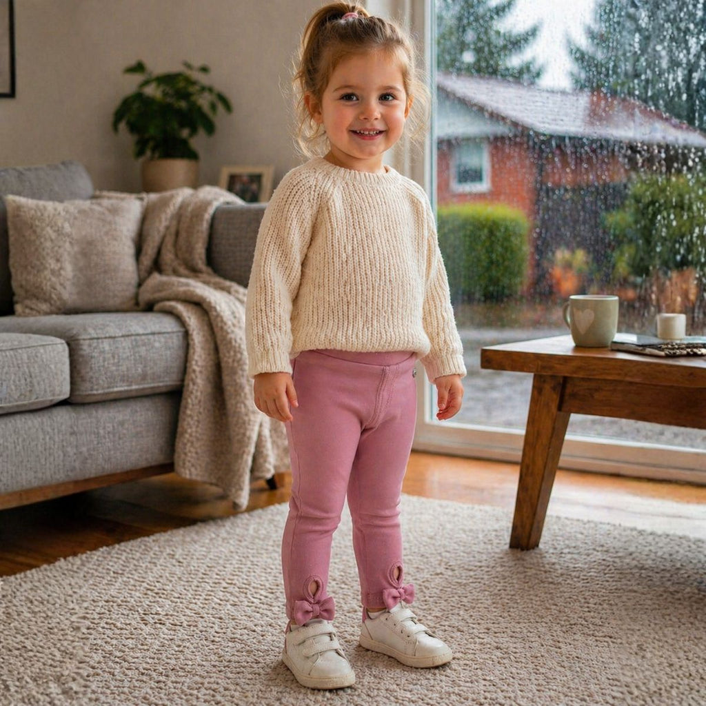 Calza Bebé Niña Franela Lazo Rosado - Louicid